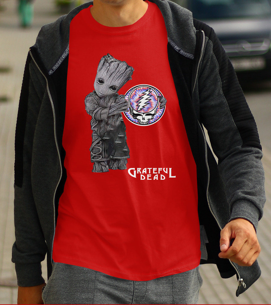 Grateful Dead 07 With Stylized Tree Character And Lightning Skull T-Shirt