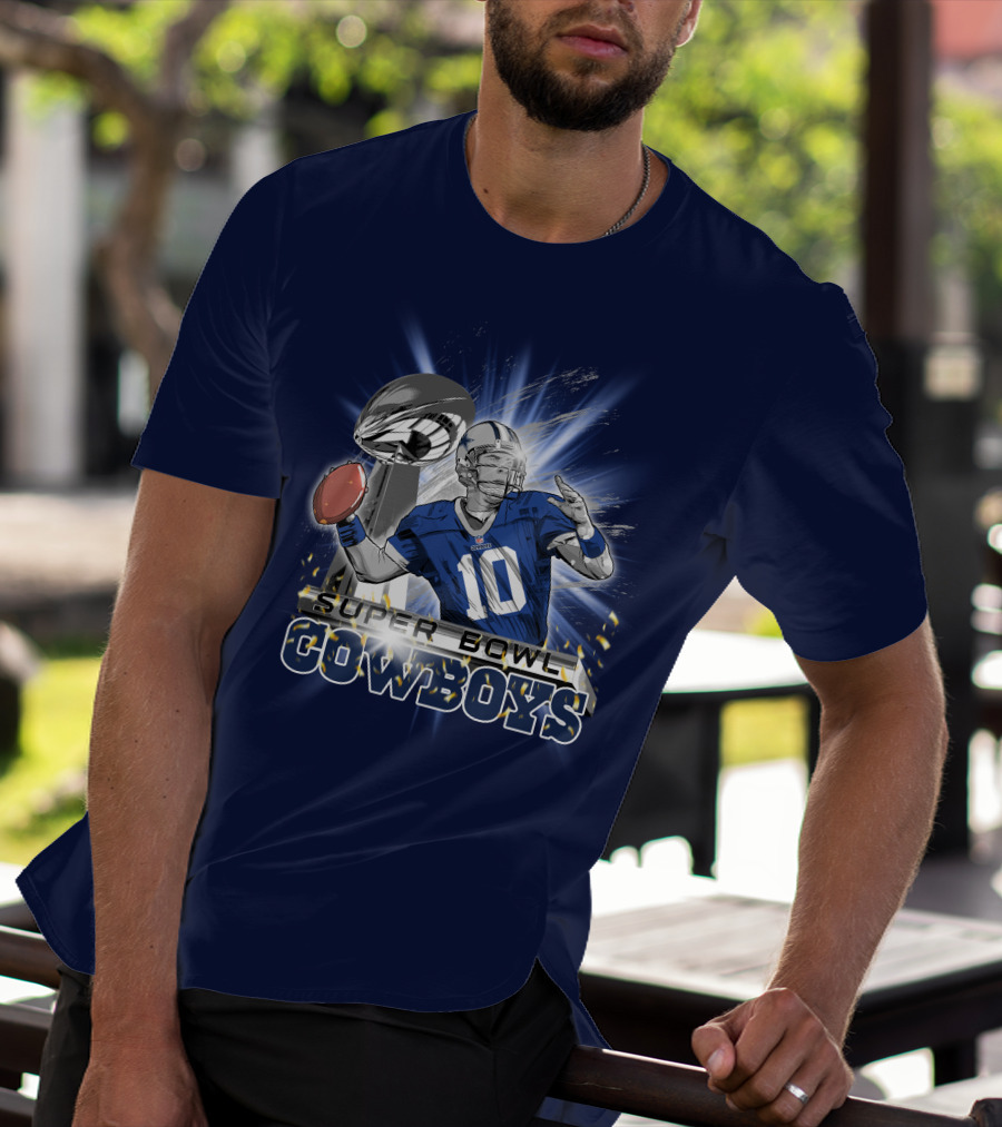Super Bowl Cowboys Quarterback With Trophy T-Shirt