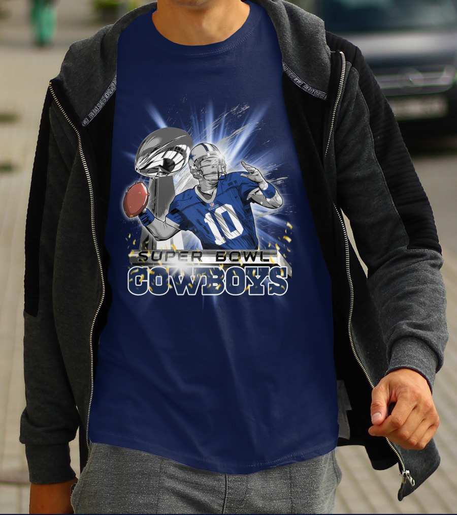 Super Bowl Cowboys Quarterback With Trophy T-Shirt