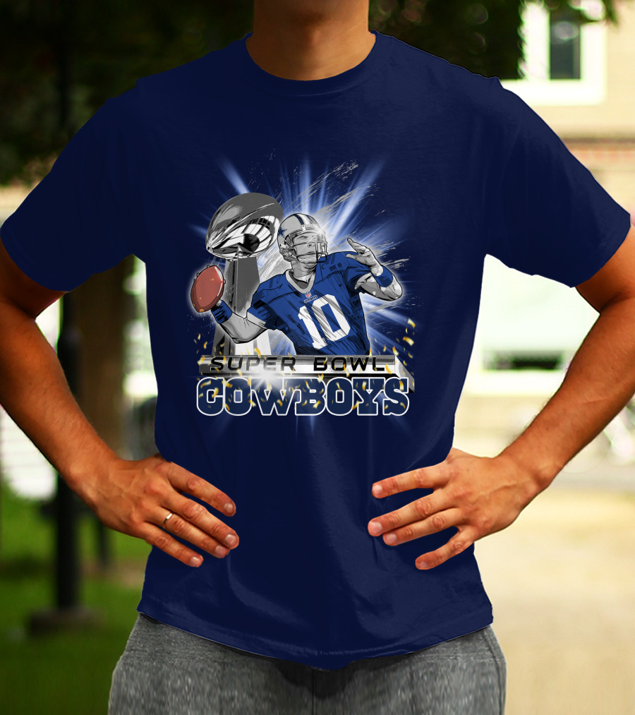 Super Bowl Cowboys Quarterback With Trophy T-Shirt