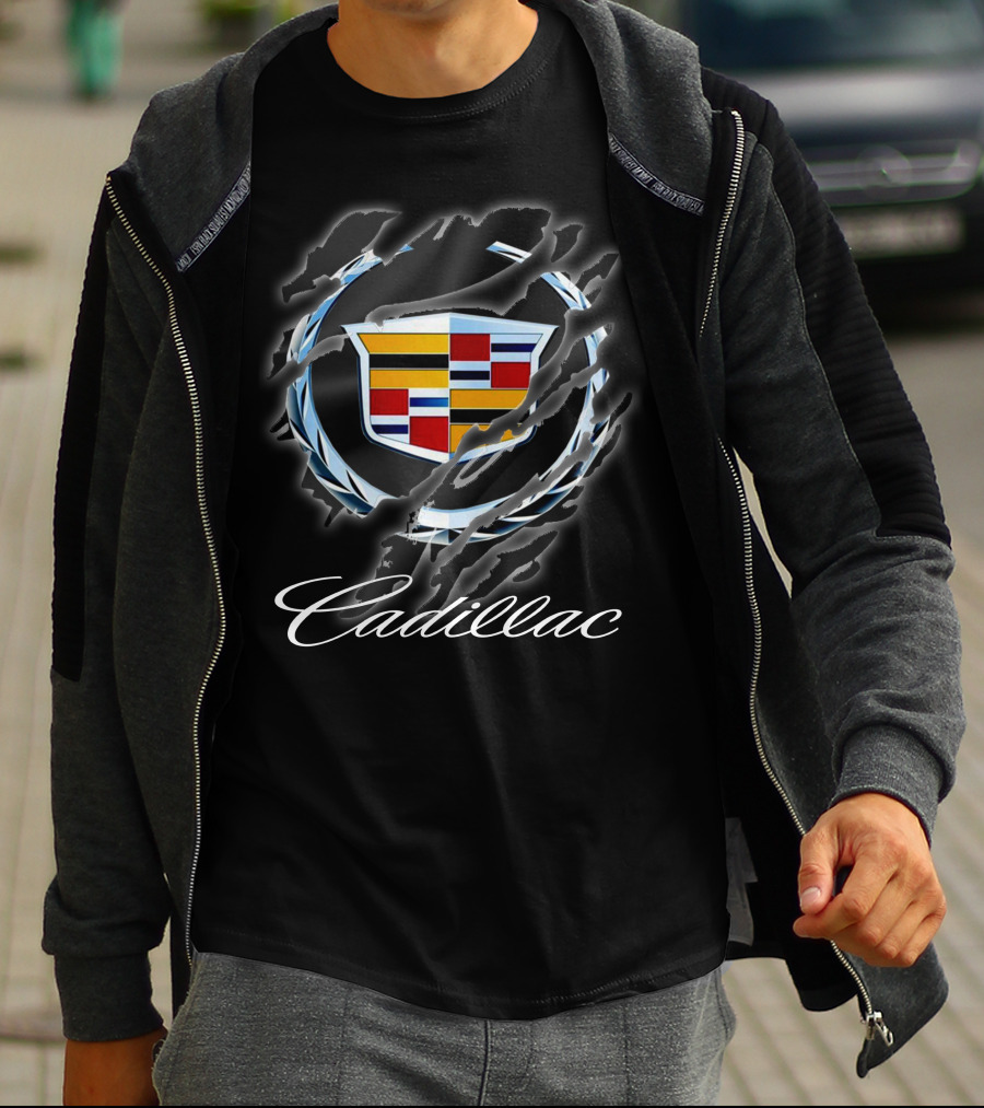 Cadillac Logo Emblem Claw Ripped Effect T-Shirt