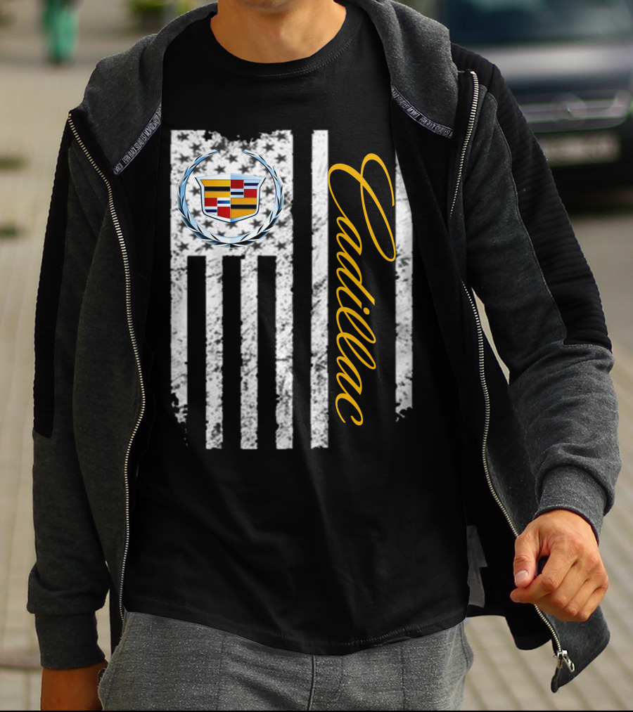 Cadillac Logo American Flag T-Shirt