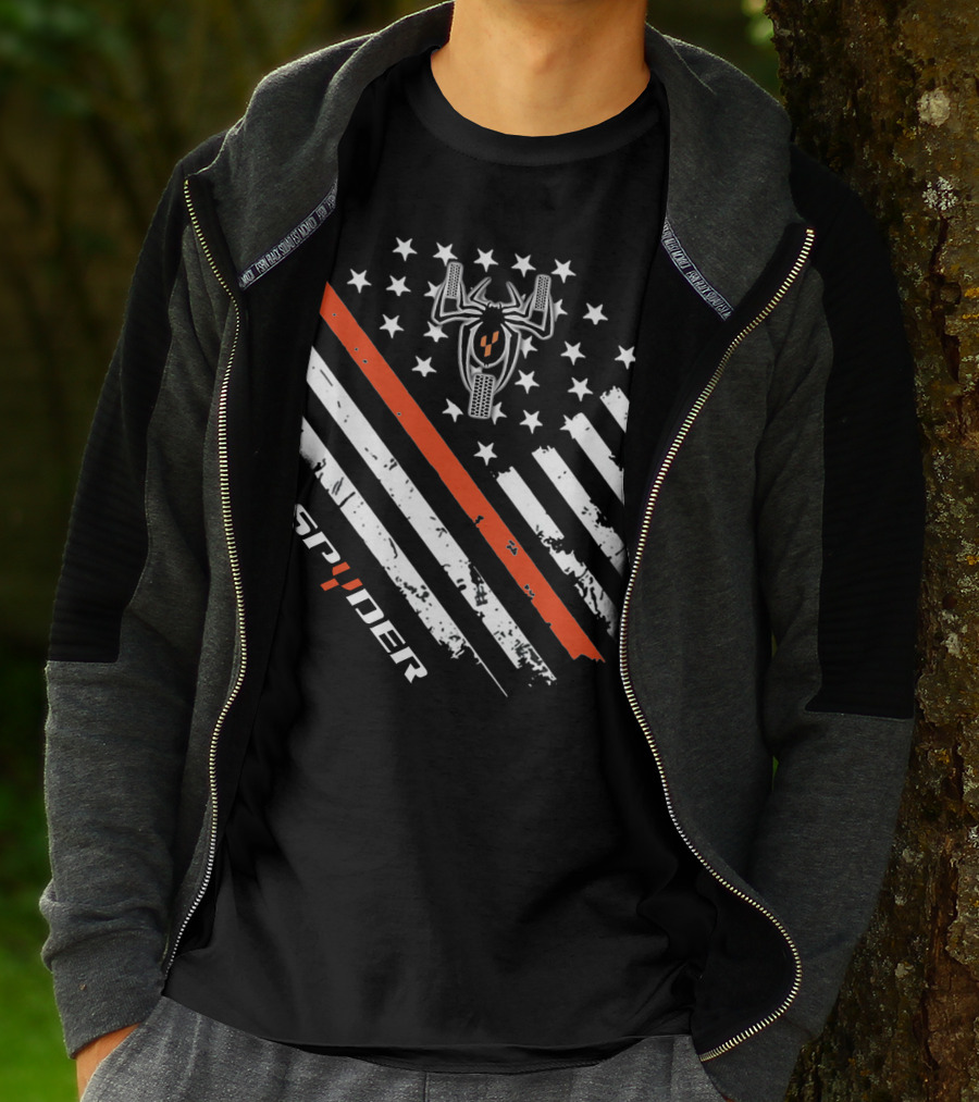 Spyder American Flag Stars Stripes Spider Symbol T-Shirt