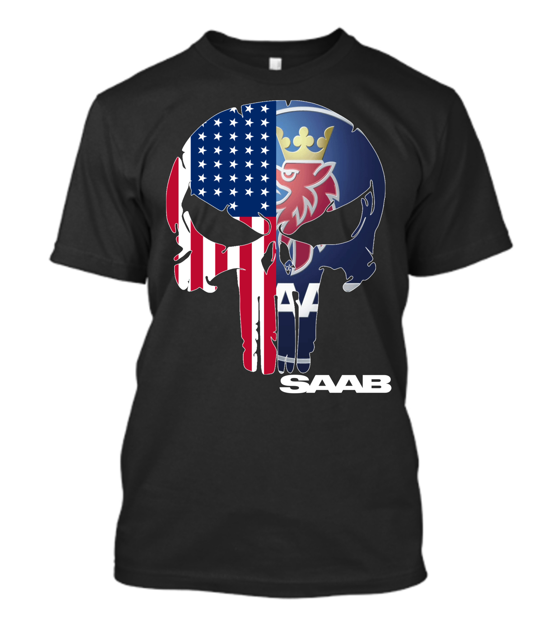 Saab American Flag Punisher Skull T-Shirt