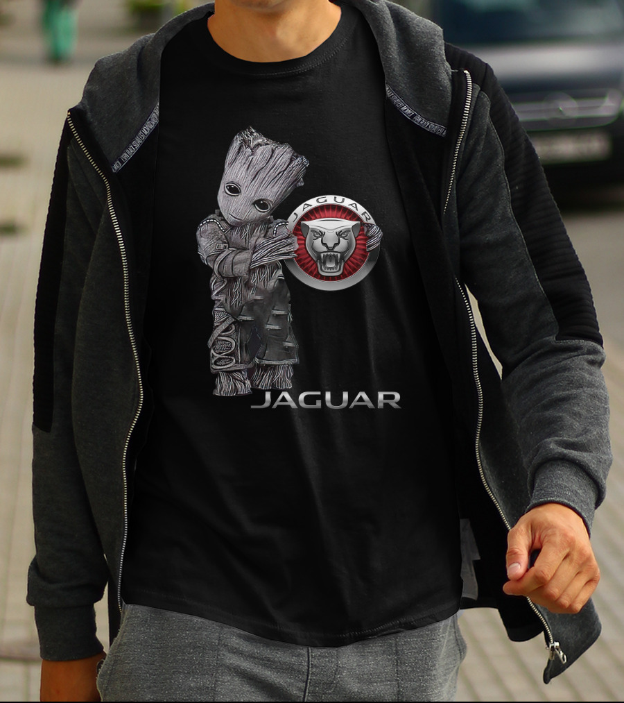Jaguar Emblem With Tree Figure Hugging T-Shirt