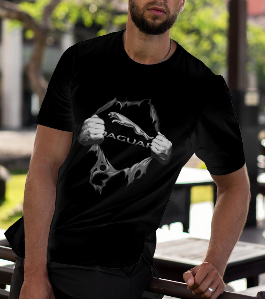 Jaguar Logo With Ripped Hands Effect T-Shirt