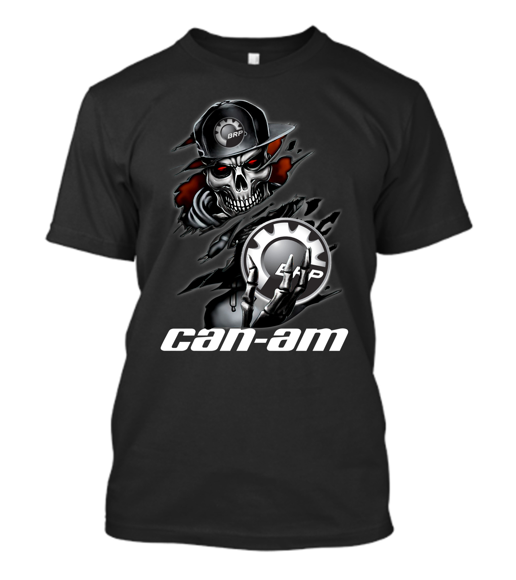 Can Am Skull BRP Logo Skeleton Holding Gear T-Shirt