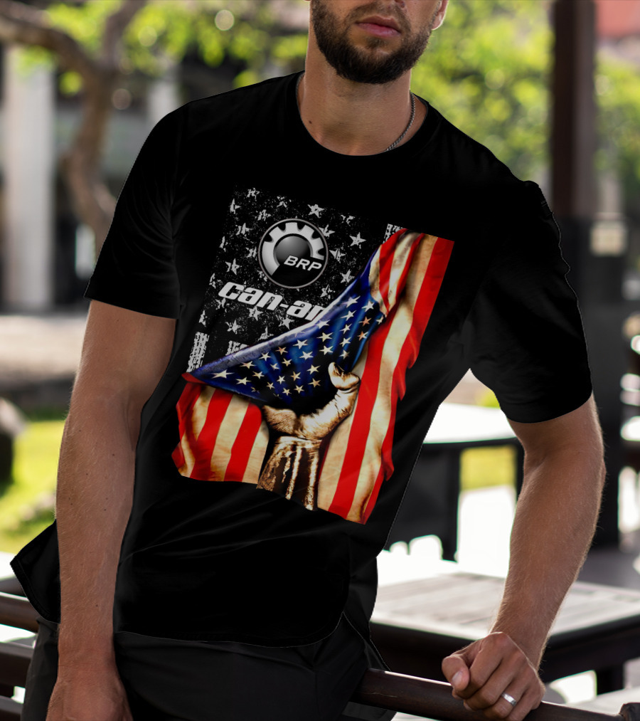 BRP Can-Am American Flag Stars And Stripes Fist T-Shirt