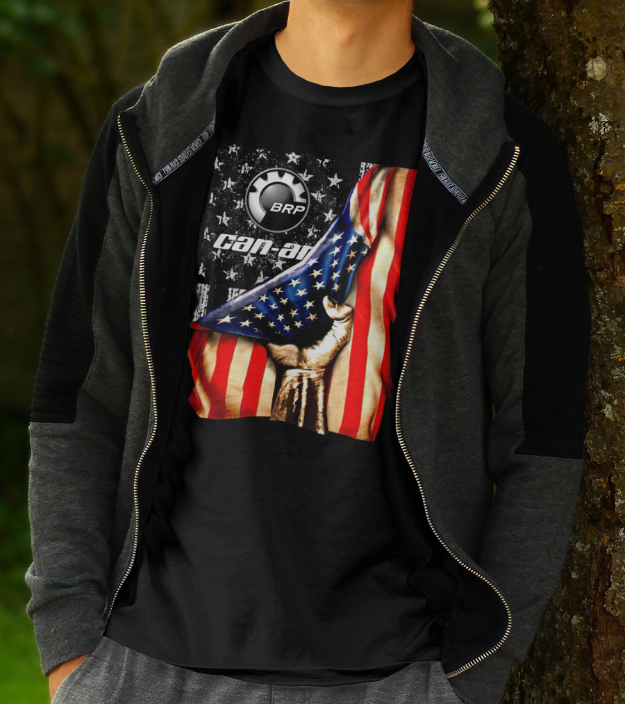 BRP Can-Am American Flag Stars And Stripes Fist T-Shirt