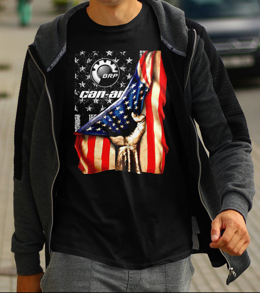 BRP Can-Am American Flag Stars And Stripes Fist T-Shirt