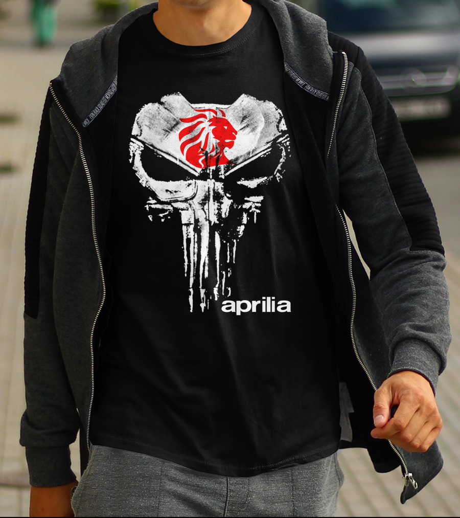 Aprilia Skull With Red Lion Symbol T-Shirt