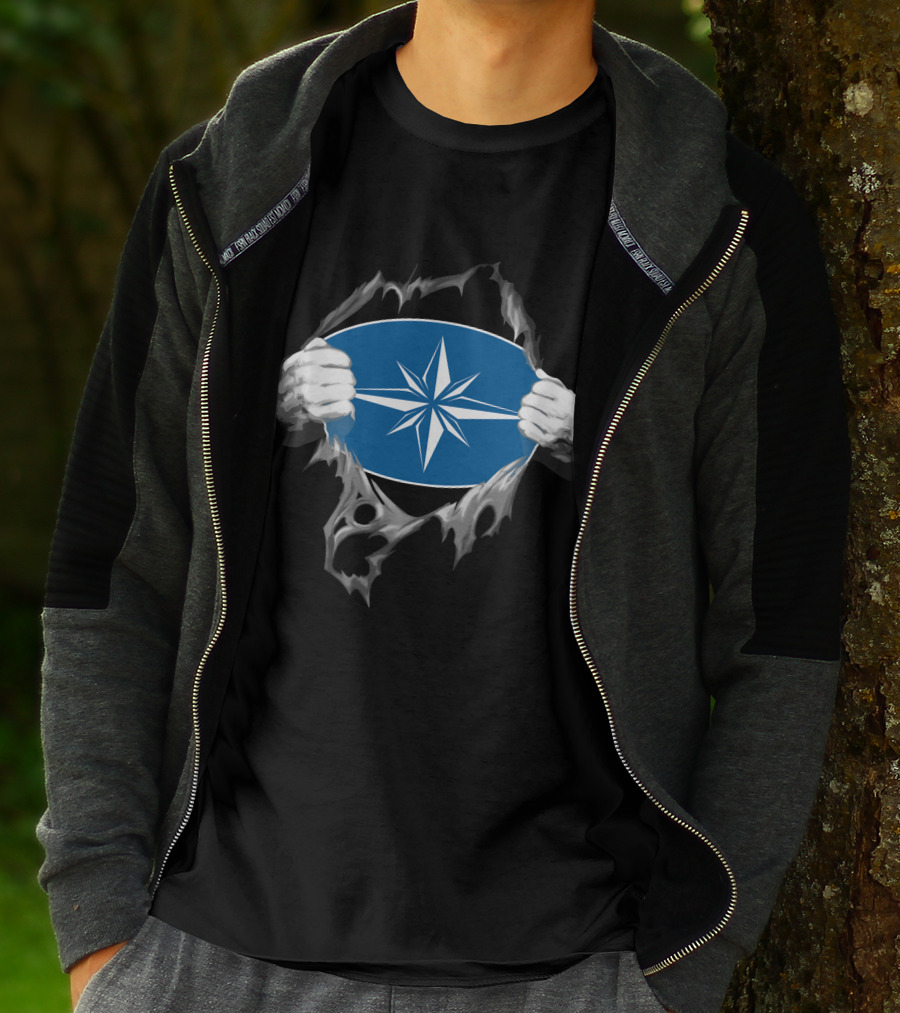 Polaris2 Blue Starburst Compass Emblem Unveiled By Ripping Hands T-Shirt