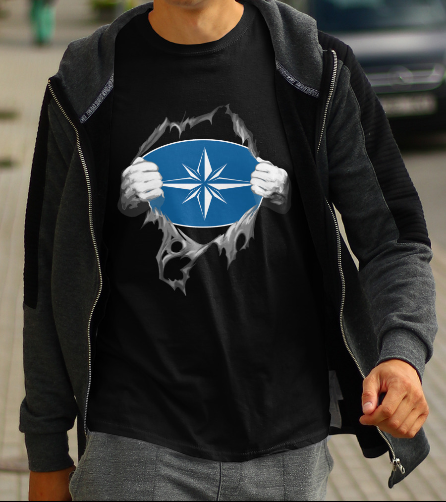 Polaris2 Blue Starburst Compass Emblem Unveiled By Ripping Hands T-Shirt
