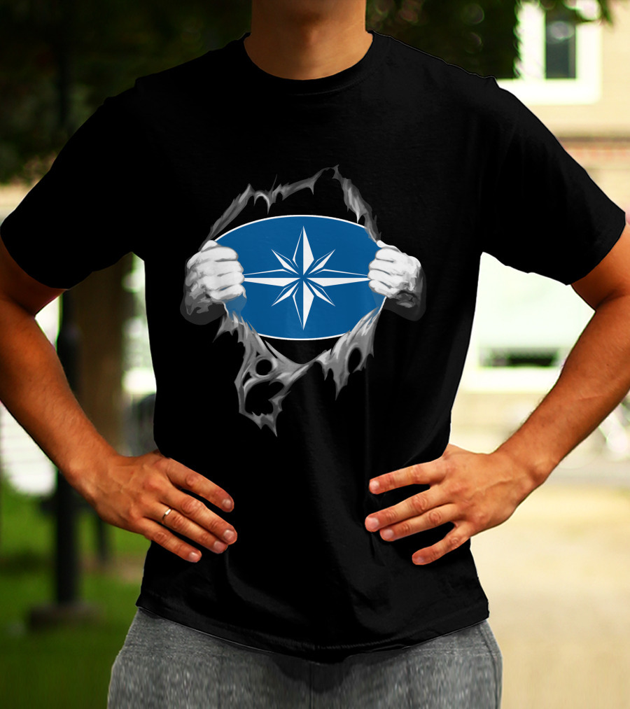 Polaris2 Blue Starburst Compass Emblem Unveiled By Ripping Hands T-Shirt