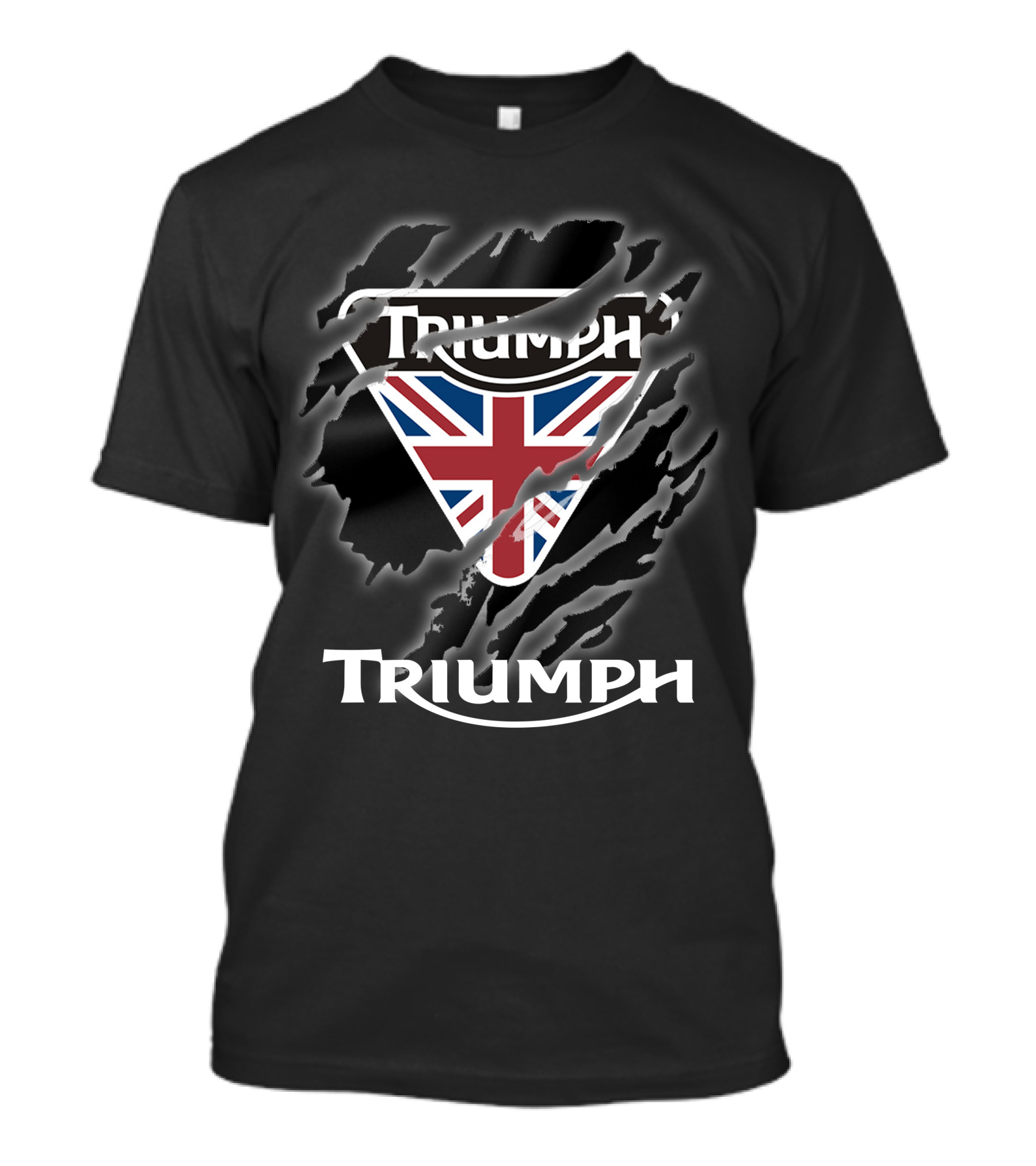 Triumph Uk Union Jack Logo Ripped T-Shirt