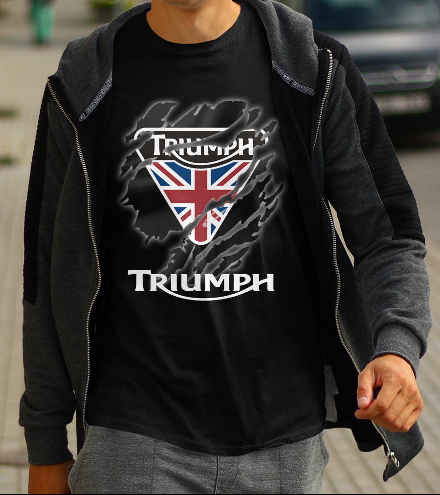 Triumph Uk Union Jack Logo Ripped T-Shirt