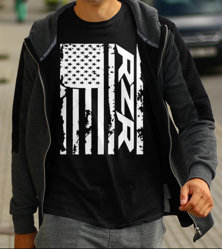 Rzr American Flag Distressed Style T-Shirt
