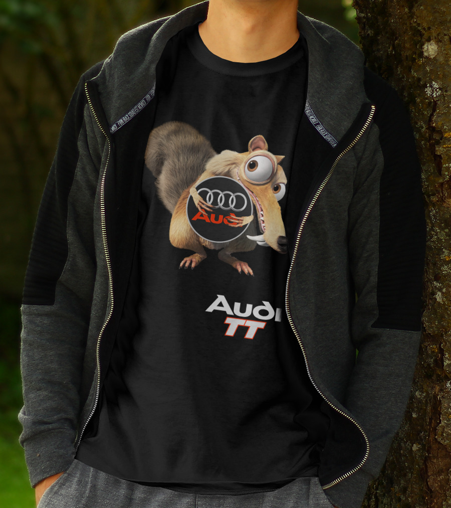 Audi Tt Ice Age Scrat Character Holding Audi Rings T-Shirt