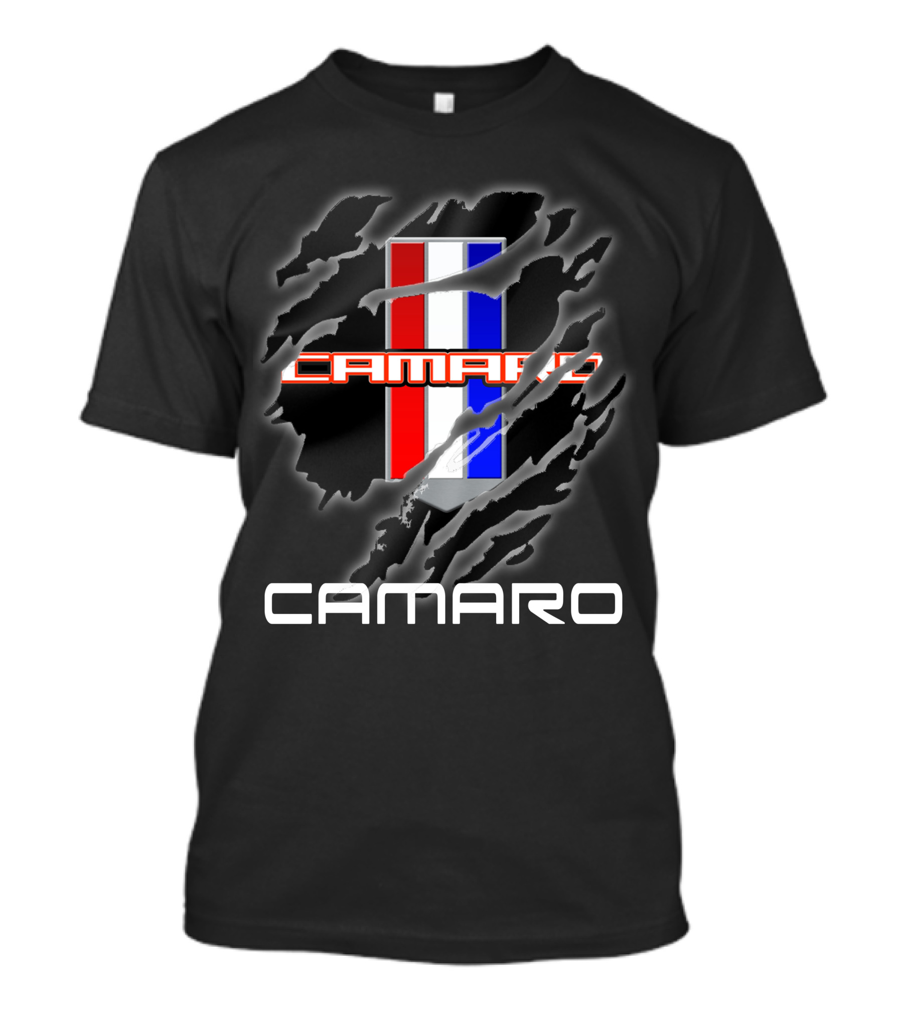 Camaro Red White Blue Stripes Claw Marks T-Shirt
