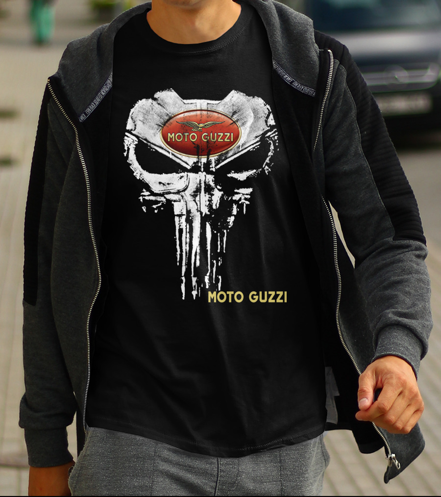Moto Guzzi Logo With Skull T-Shirt