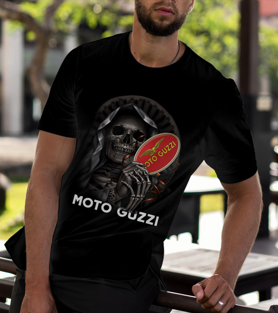 Moto Guzzi Skeleton Holding Red T-Shirt