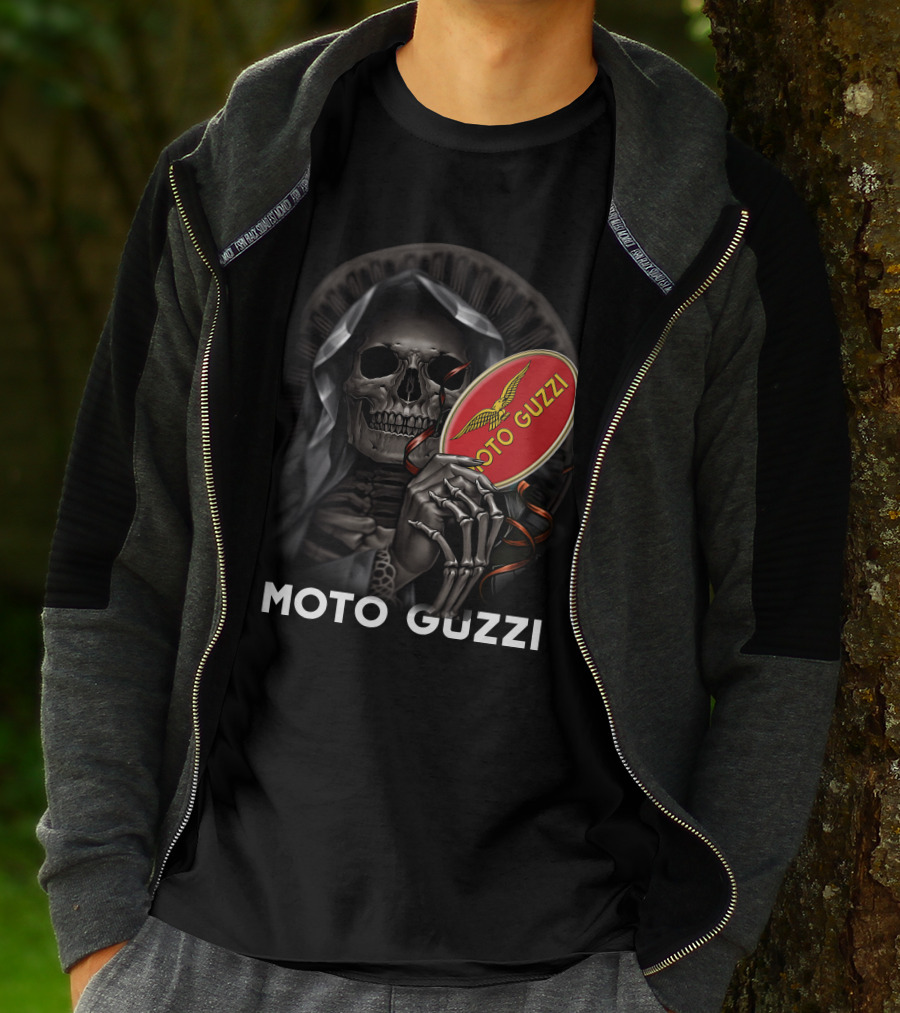 Moto Guzzi Skeleton Holding Red T-Shirt