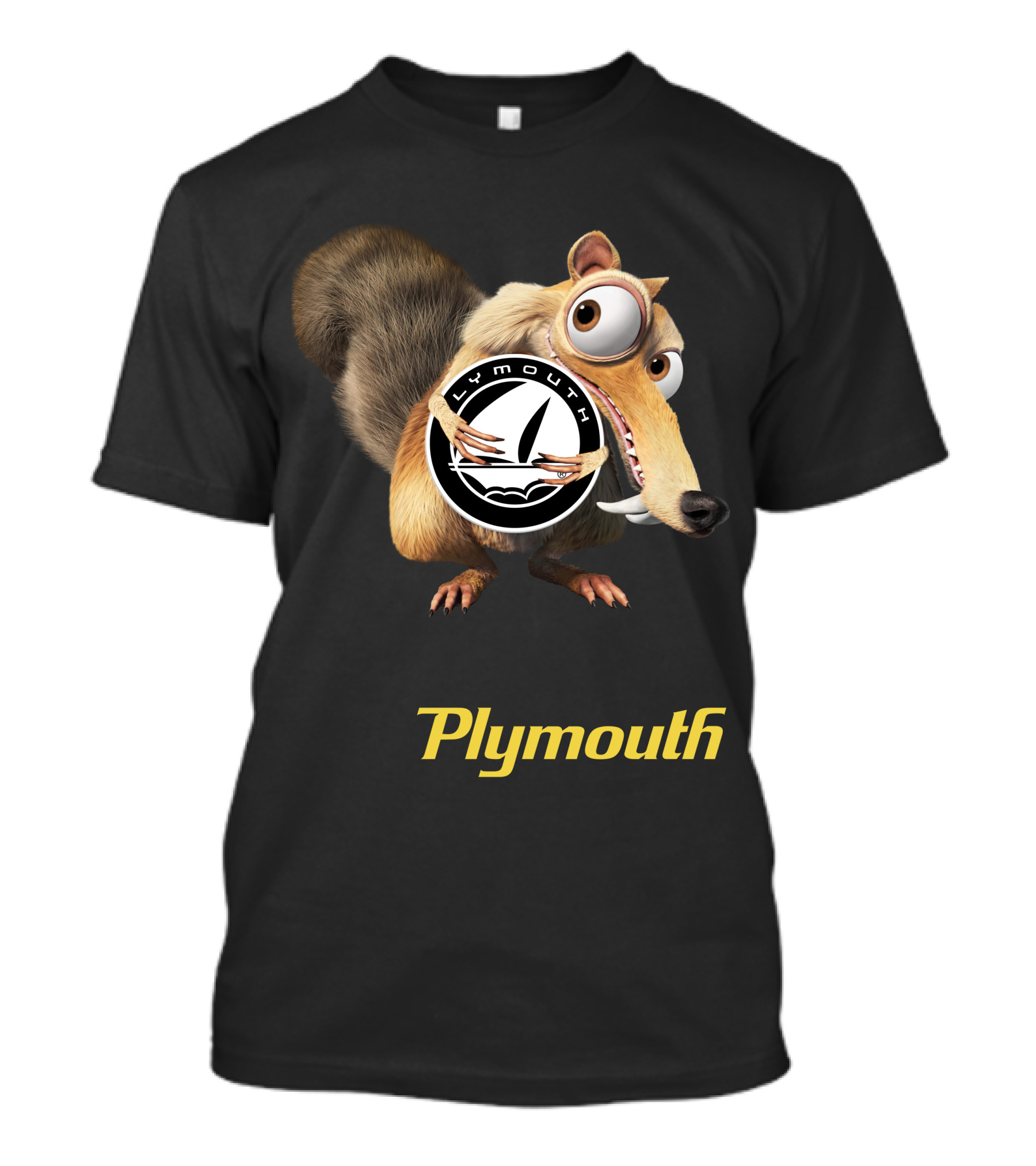 Plymouth Ice Age Character Holding T-Shirt