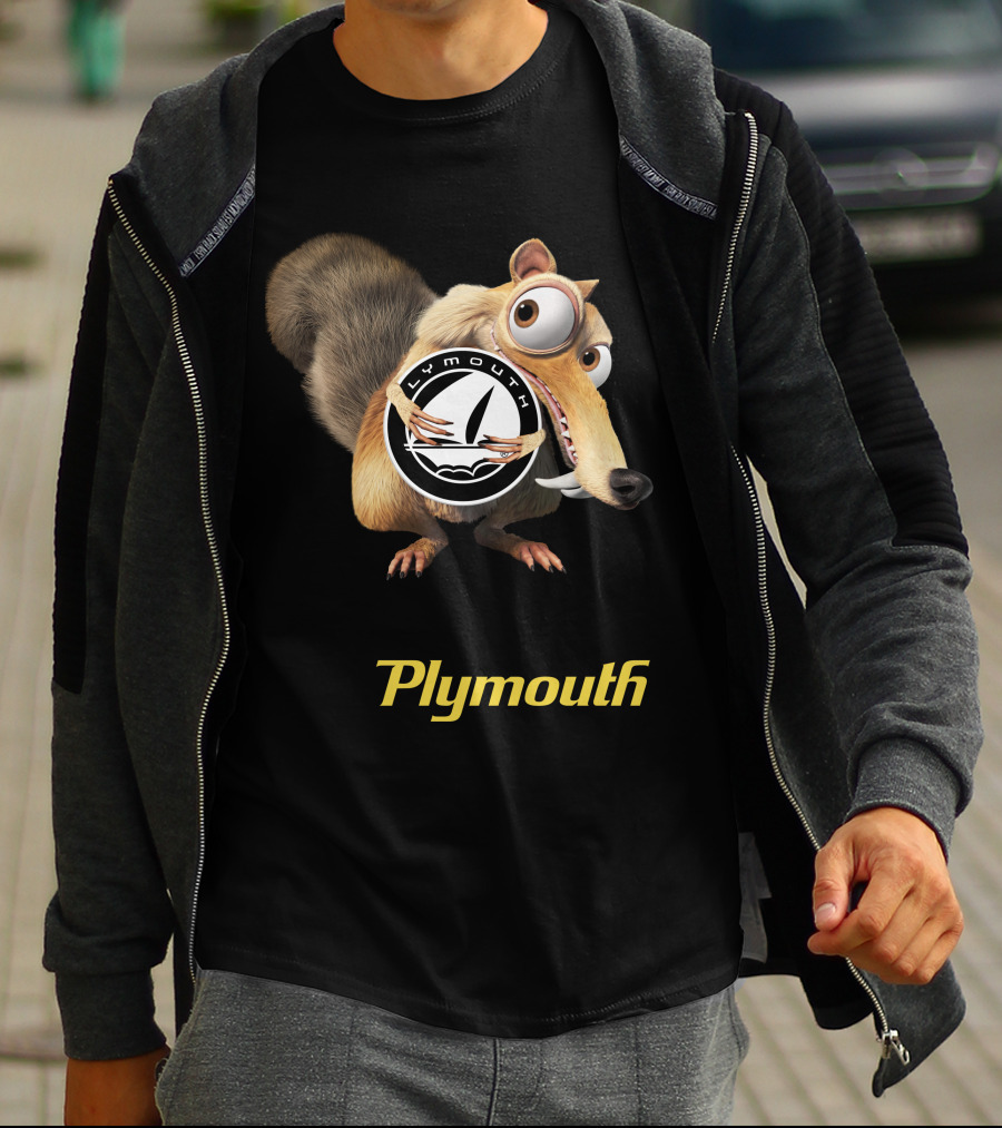 Plymouth Ice Age Character Holding T-Shirt