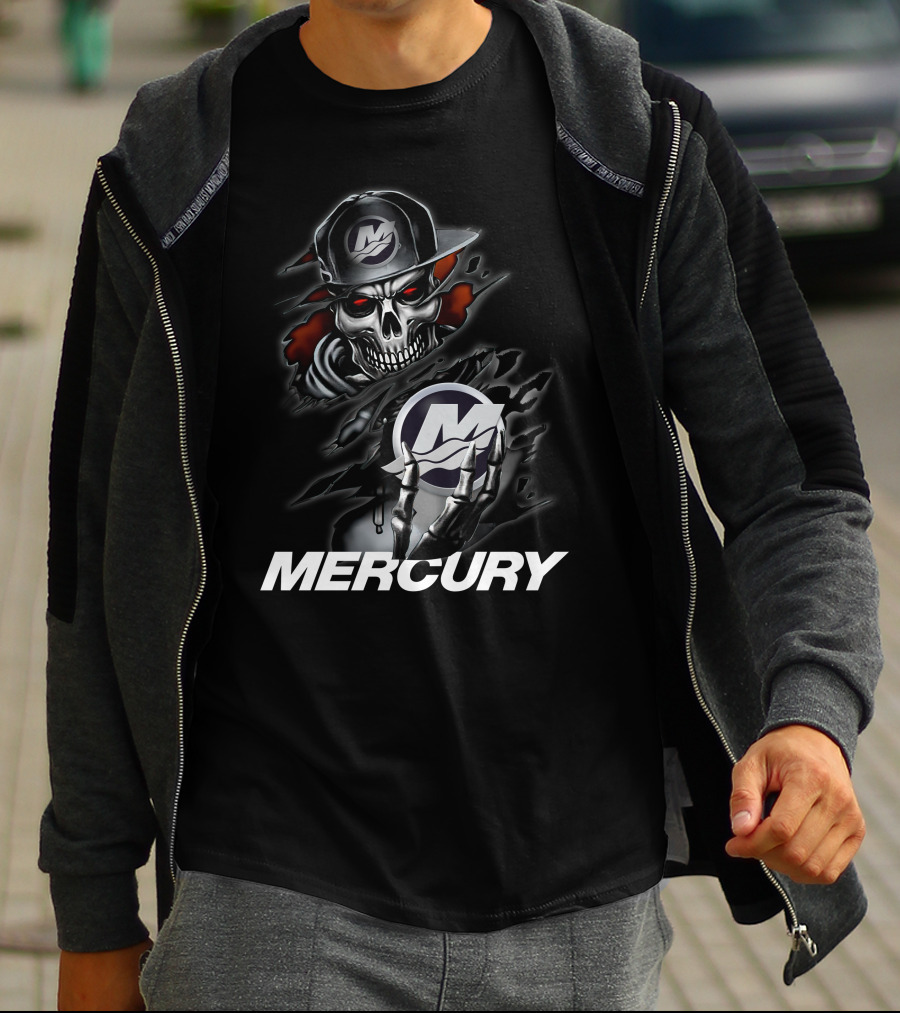 Mercury 05 Skull With Baseball Cap T-Shirt