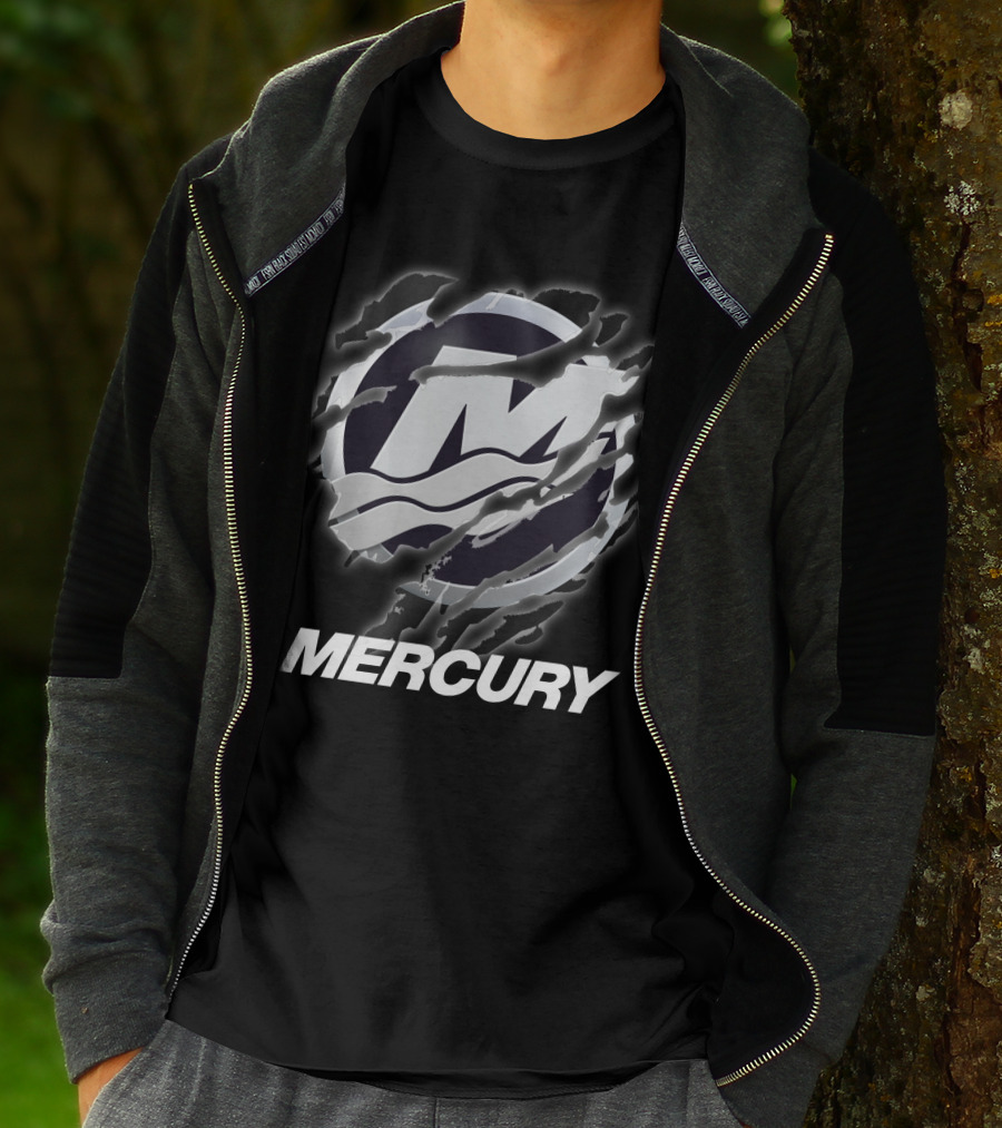 Mercury Marine Ripped Claw Logo Wave Symbol T-Shirt