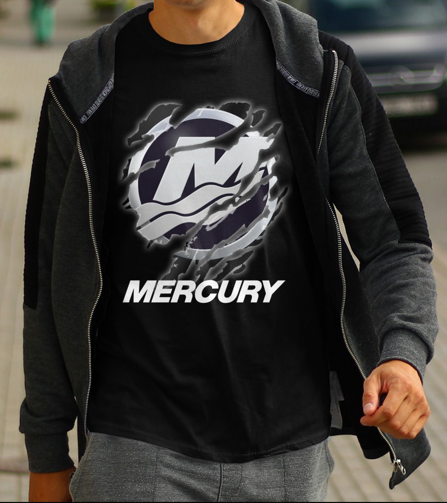 Mercury Marine Ripped Claw Logo Wave Symbol T-Shirt