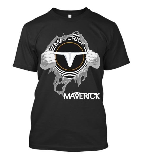 Maverick Logo With Hands Ripping Open T-Shirt