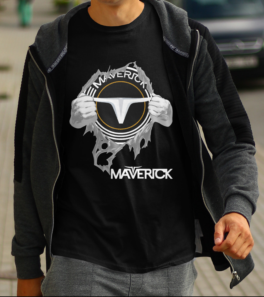 Maverick Logo With Hands Ripping Open T-Shirt
