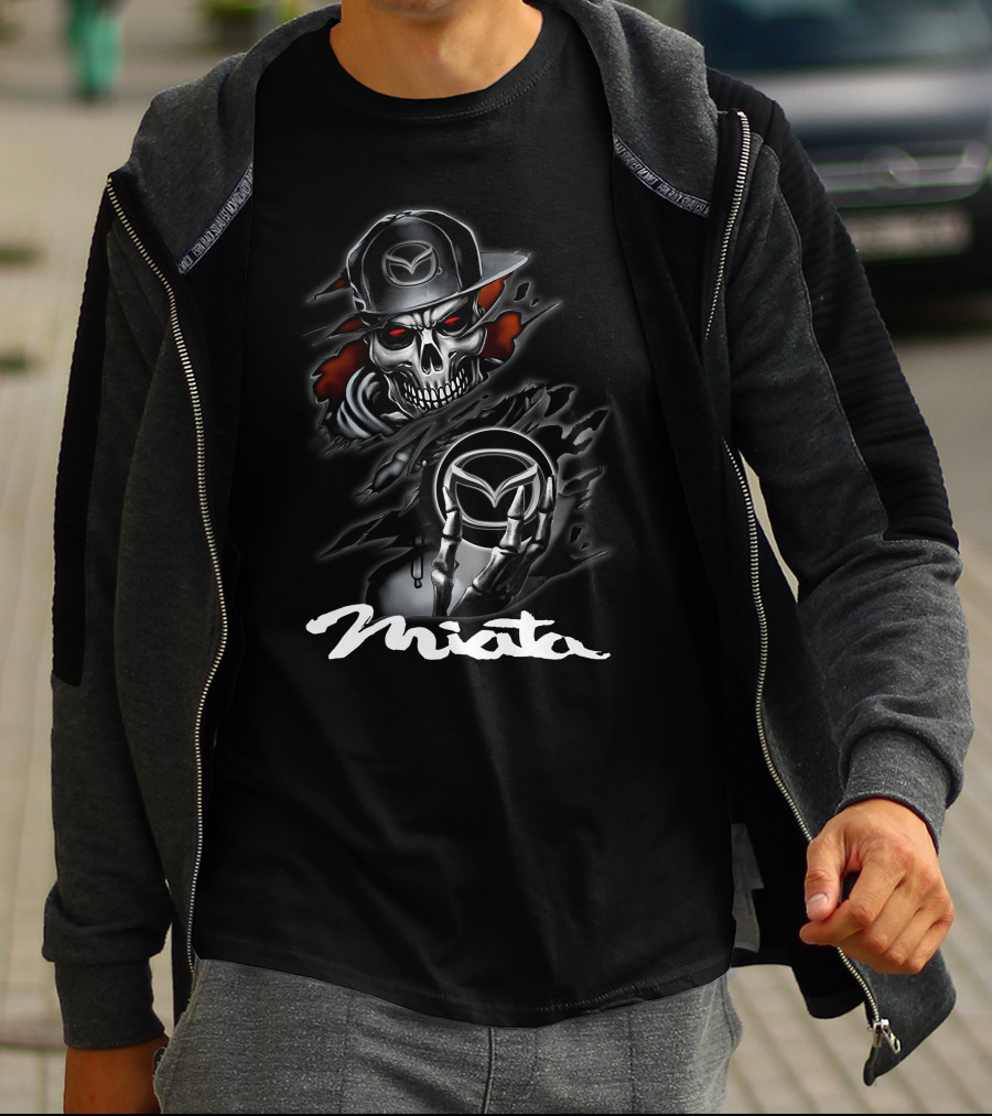 Miata Skull With Cap And Symbol Eyes T-Shirt