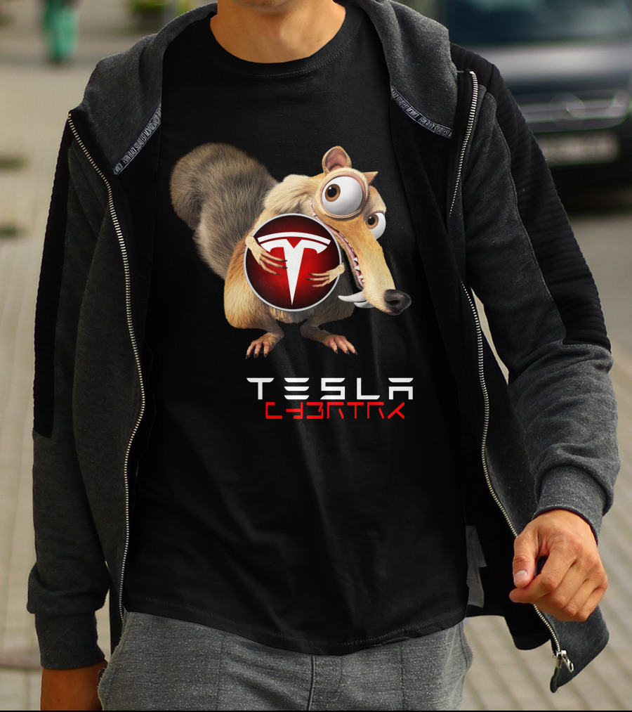 Tesla Cyb4Trk Ice Age Scrat Holding Tesla T-Shirt