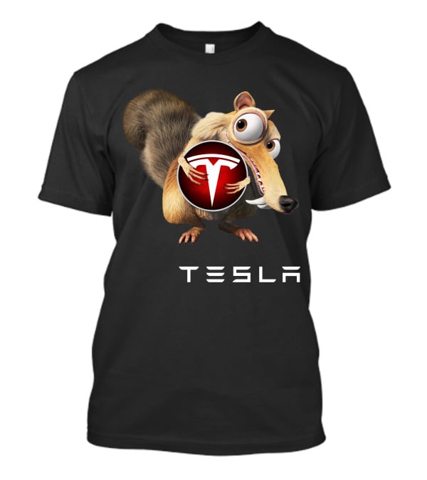 Tesla Ice Age Character Holding Tesla T-Shirt