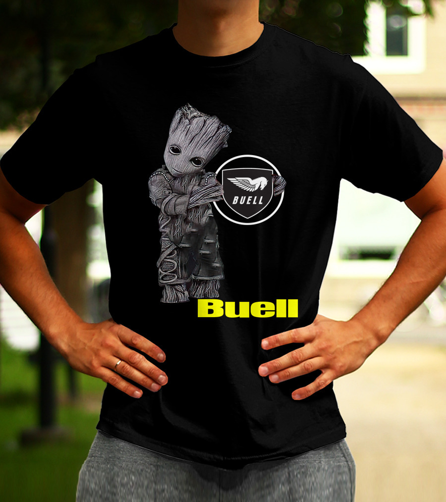 Buell Motorcycle Logo With Groot Character T-Shirt