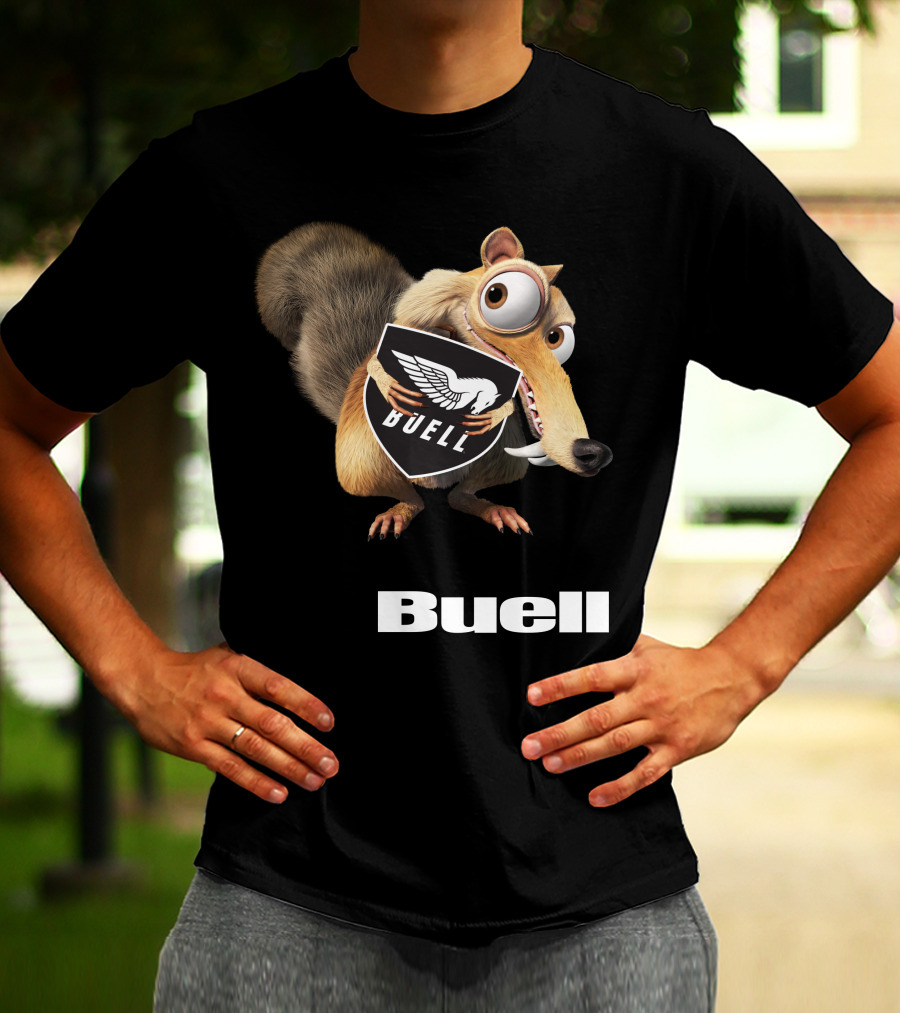 Buell Scrat Logo Iconic Character With Shield T-Shirt