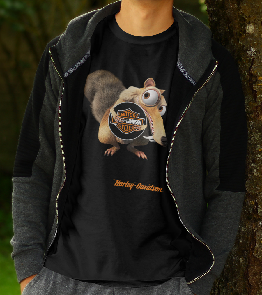 Harley Davidson Motorcycles Ice Age Scrat Holding T-Shirt