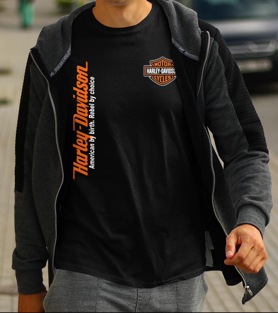 Harley Davidson American By Birth Rebel By Choice Motor Cycles T-Shirt