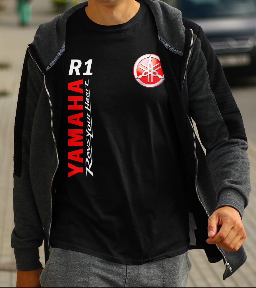 Yamaha R1 Revs Your Heart Vertical T-Shirt