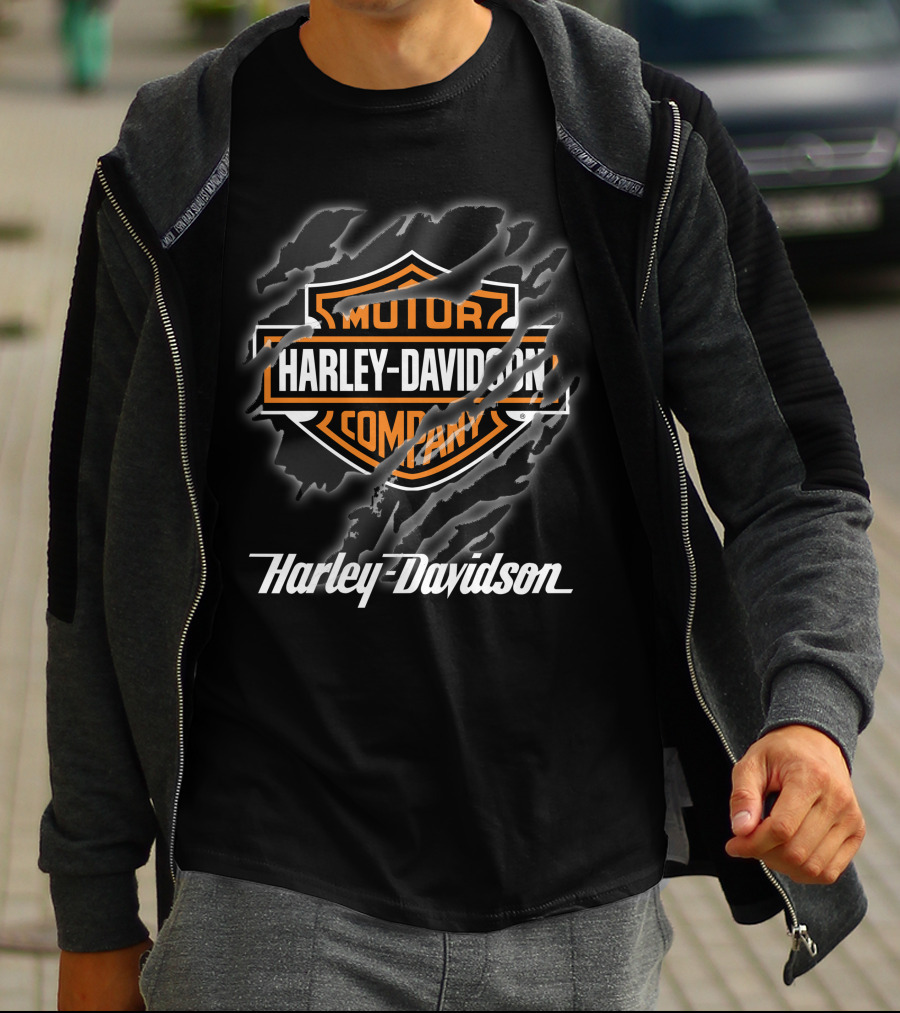 Harley Davidson Motor Company Logo With Distressed Claw Marks T-Shirt