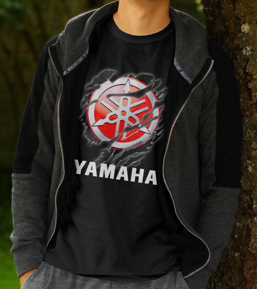 Yamaha Red And White Logo With Claw Marks T-Shirt