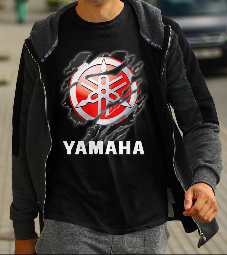 Yamaha Red And White Logo With Claw Marks T-Shirt