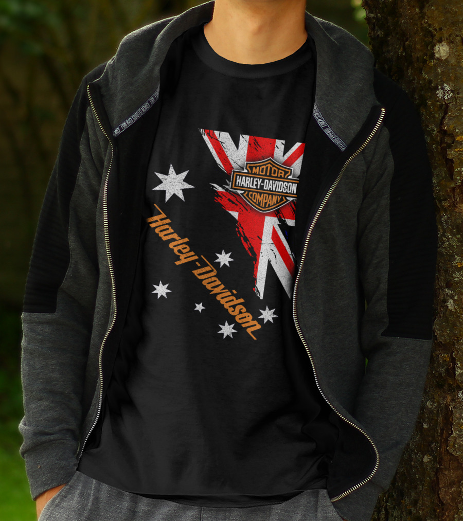 Harley Davidson Motor Company Australia Union Jack Stars T-Shirt
