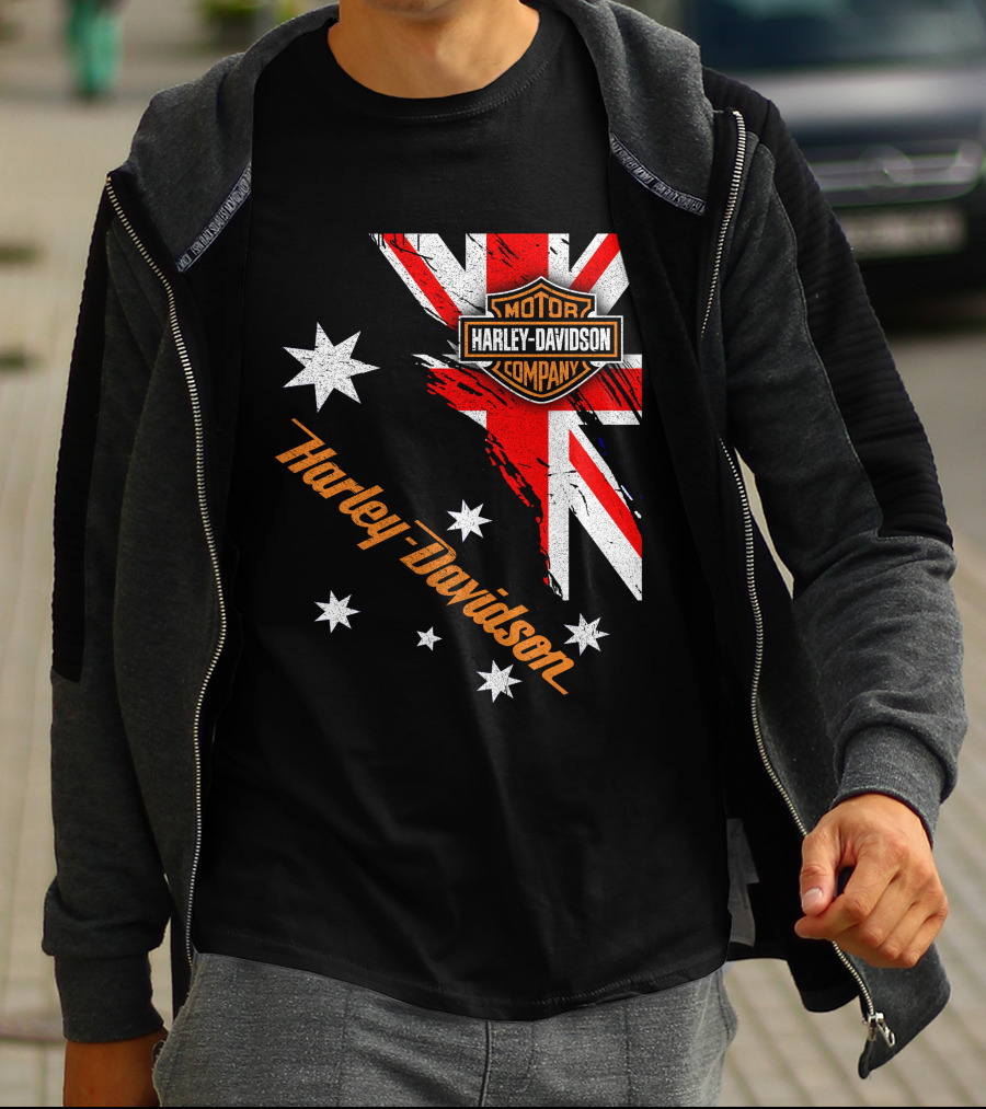 Harley Davidson Motor Company Australia Union Jack Stars T-Shirt