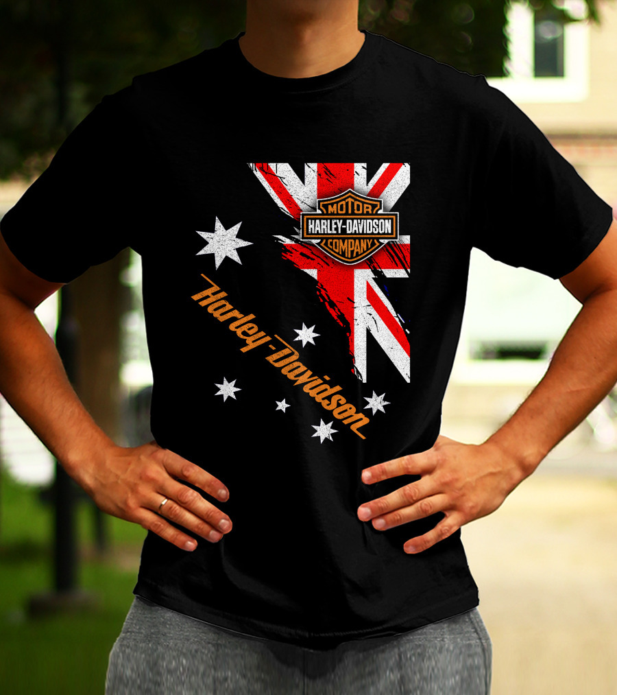 Harley Davidson Motor Company Australia Union Jack Stars T-Shirt