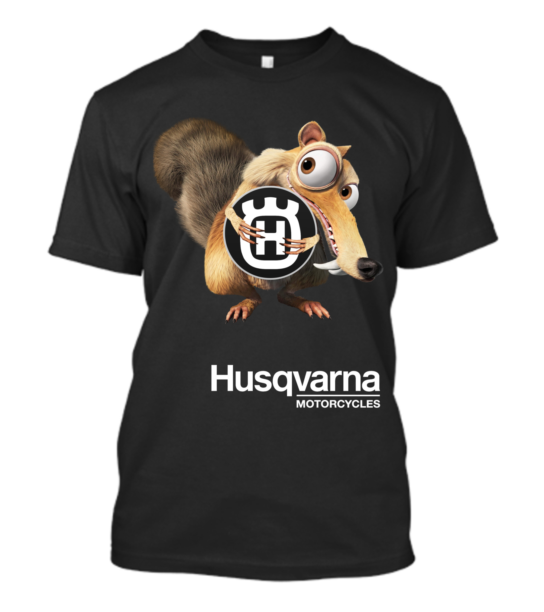 Husqvarna Motorcycles Animated Character Holding T-Shirt