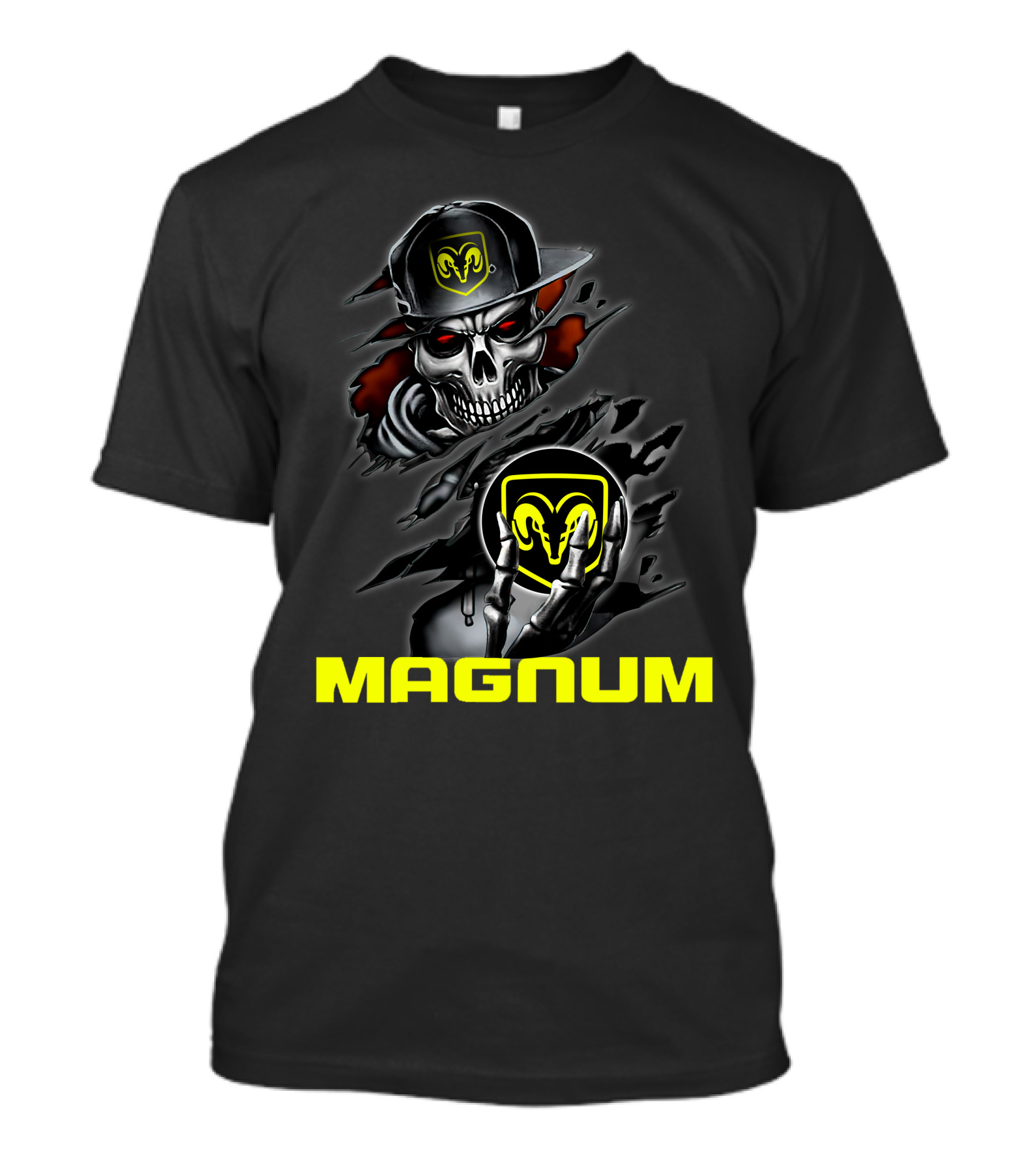 Magnum Skeleton Skull With Ram Logo מהמם T-Shirt