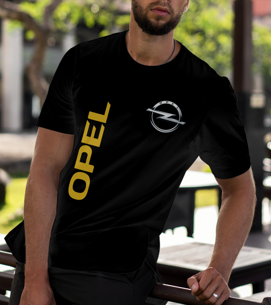 Opel Logo Vertical Text With Silver T-Shirt